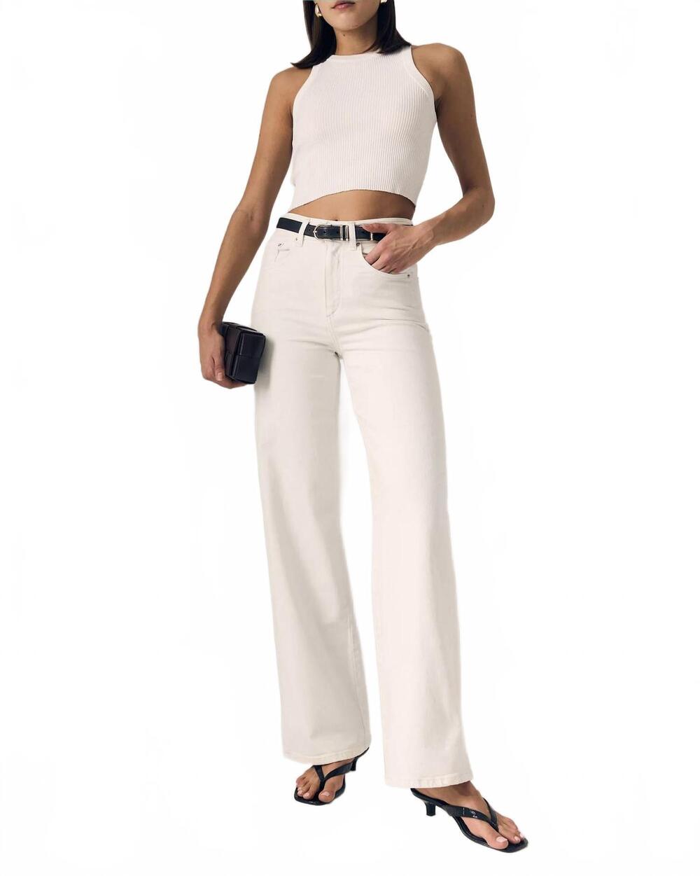 NEW LE JEAN juliette wide leg jeans in white